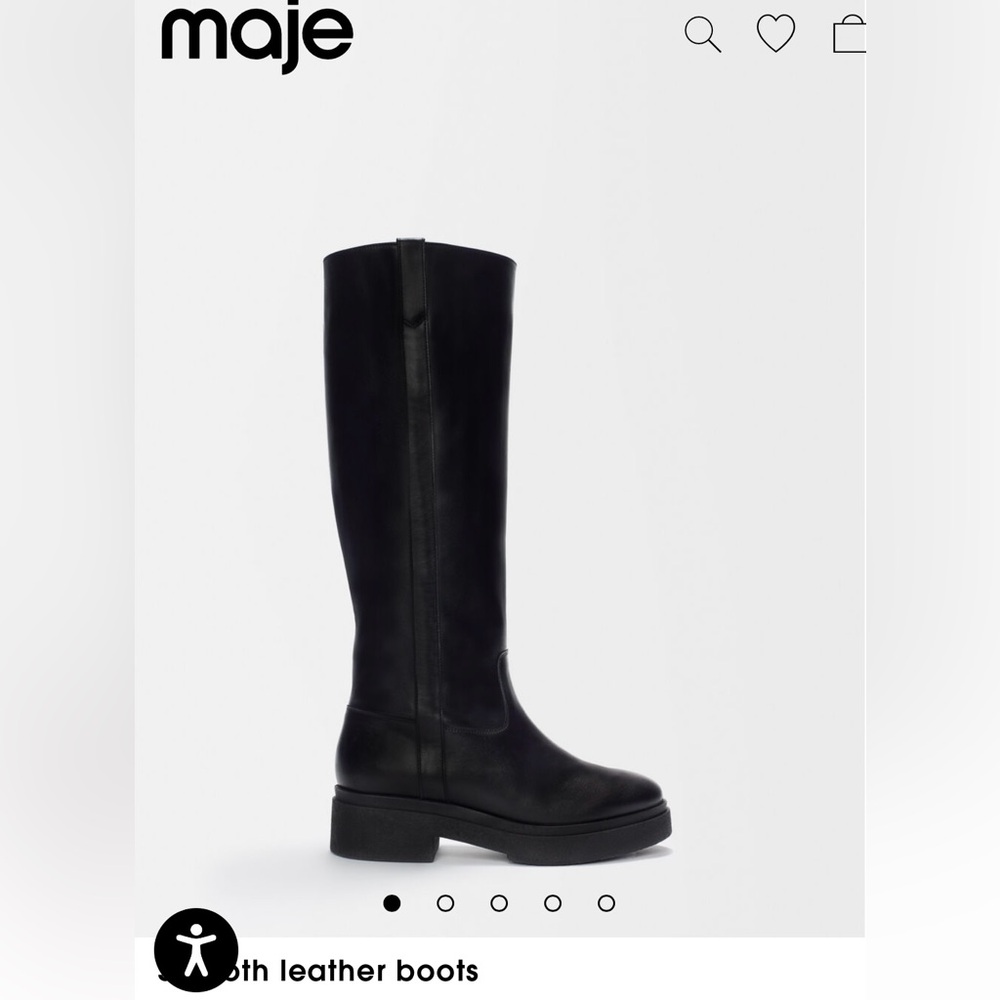 Maje Leather Boots Size FR 40